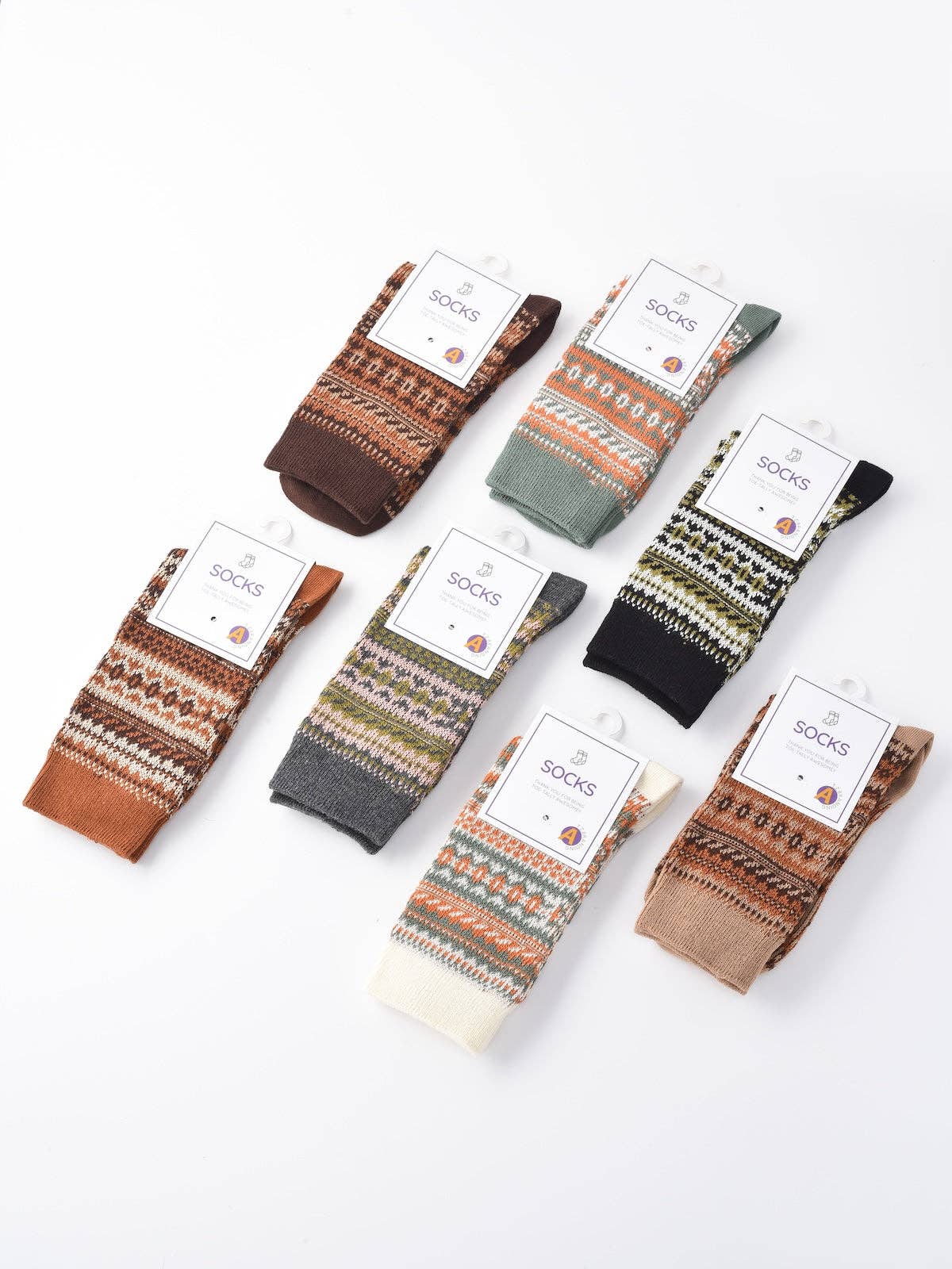 Funkyrel® Atzbranding Limited - Vente Chaussettes – femme - Chaussettes d'automne-hiver à motif géométrique18