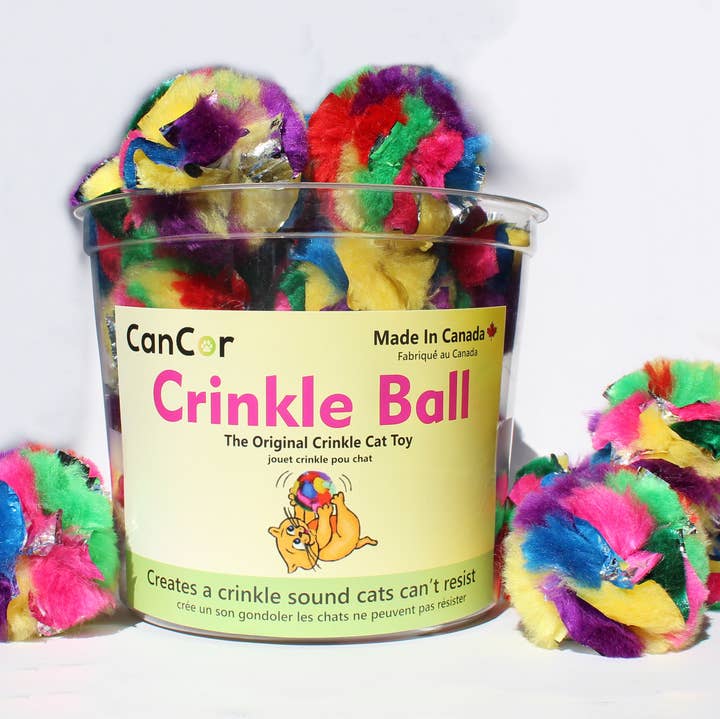 CanCor Innovations Inc. - Venta al por mayor Juguete - Gatos - Contenedor de exhibición con 24 pelotas crinkle
