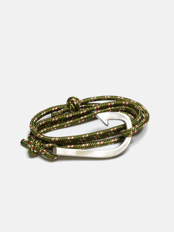 Olive Steel Fish Hook Bracelet for wholesale by Curated Basics