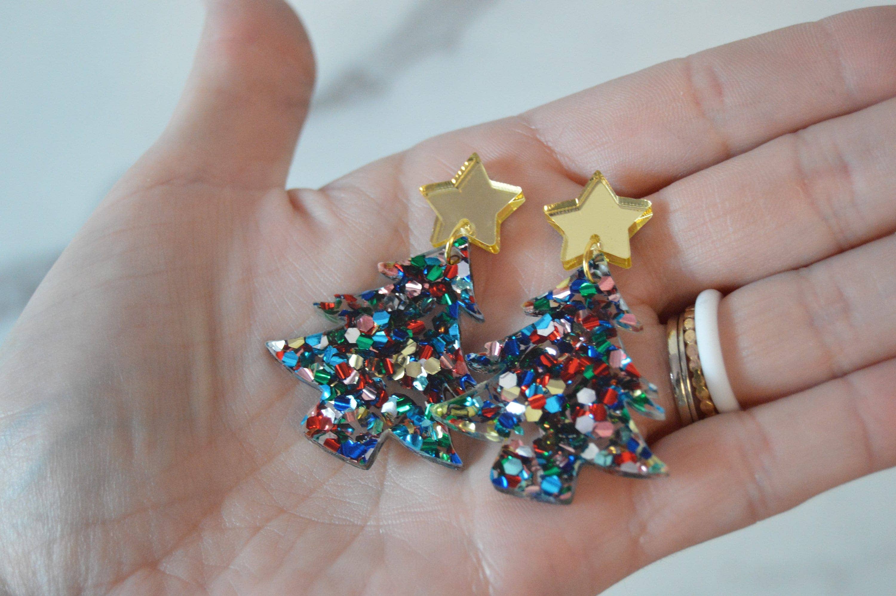 The Adorned Fox – wholesale Dangle earrings – Colorful Christmas Tree Earrings, Earrings, Confetti Earring3