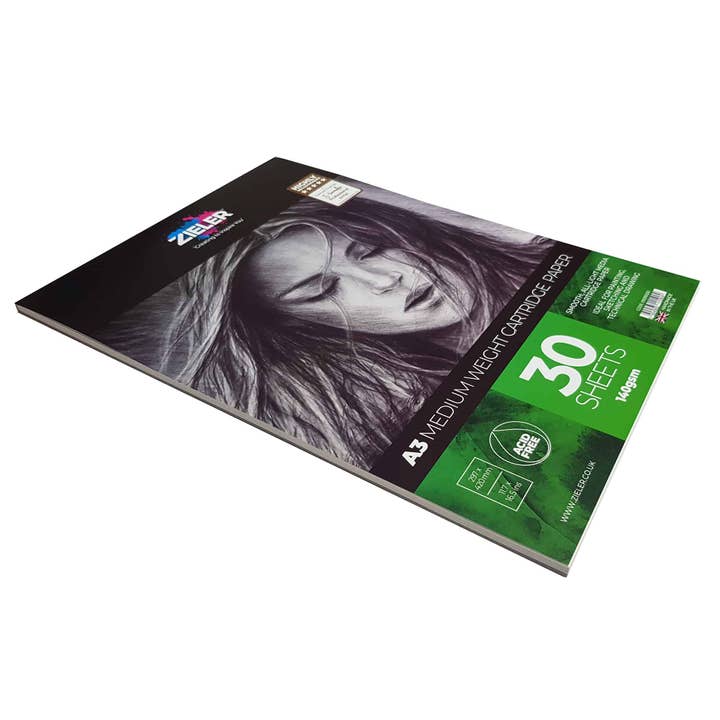 Zieler - Wholesale Sketchbook/Sketchpad - A3 Medium Weight Cartridge Paper Pad - 140gsm, 30 sheets