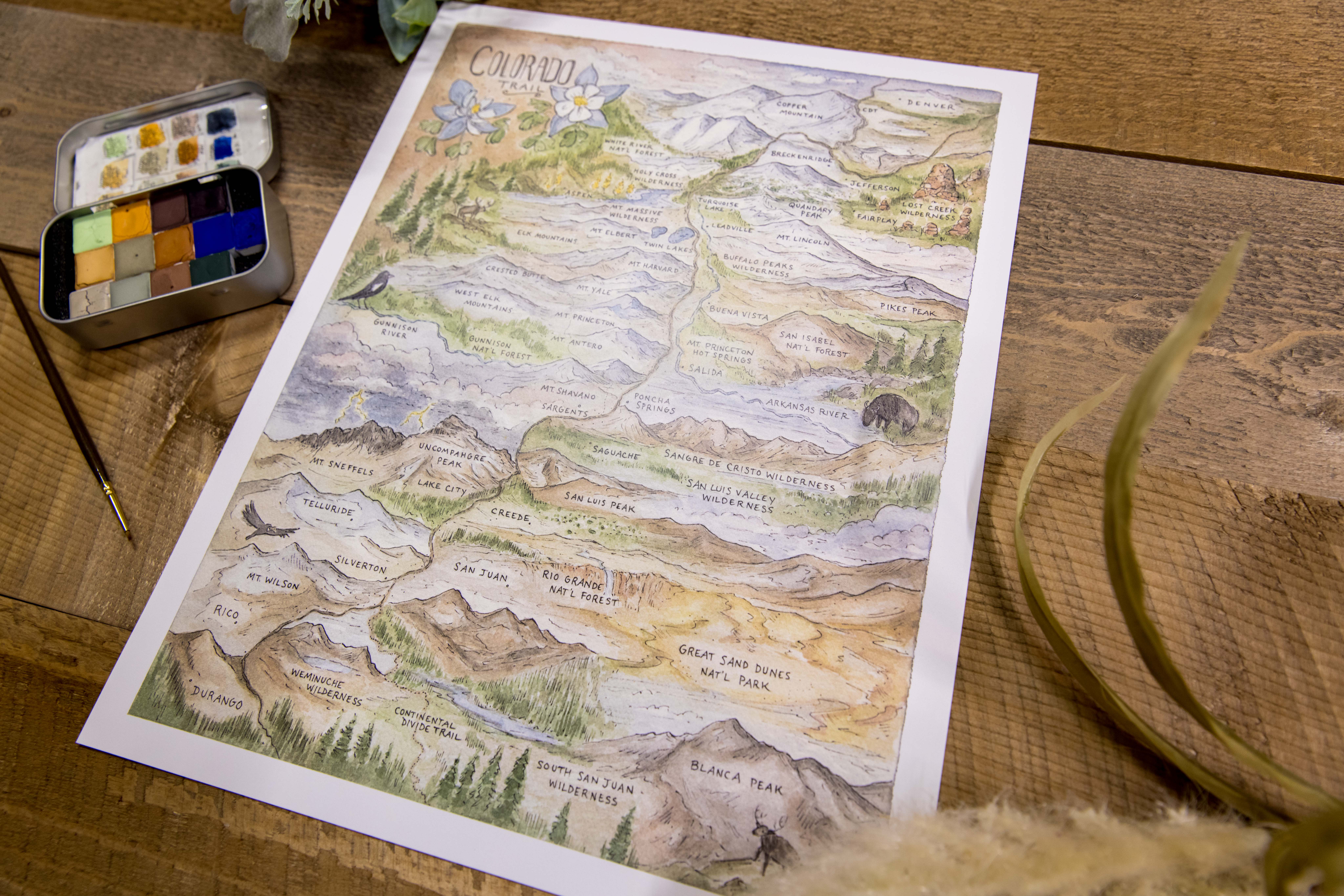 Hiker Booty - Wholesale Art Print - Colorado Trail Map 11"x14" Art Print3