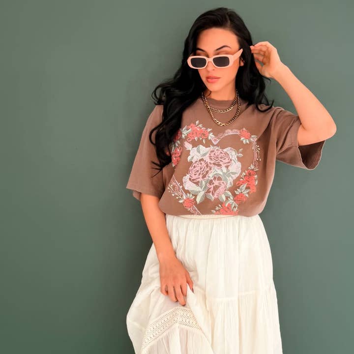 Rosy Heart Tee for wholesale by Mountain Moverz