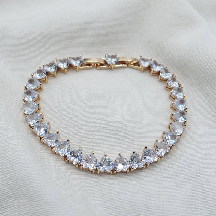 Daemon srls - Wholesale Tennis Bracelet - CHERIE - heart shaped cubic zirconia tennis bracelet - cuore6