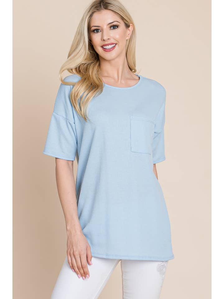 DENIM TA1797 SOFT WAFFLE KNIT T-SHIRT for wholesale on Faire