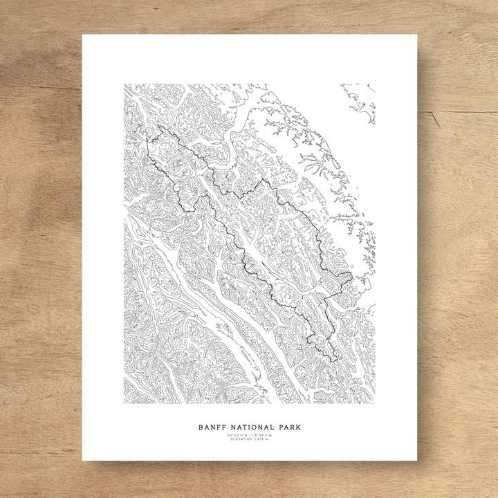 Banff-Nationalpark Topographische Karte Kunstdruck für den Großhandel von Topographia Design