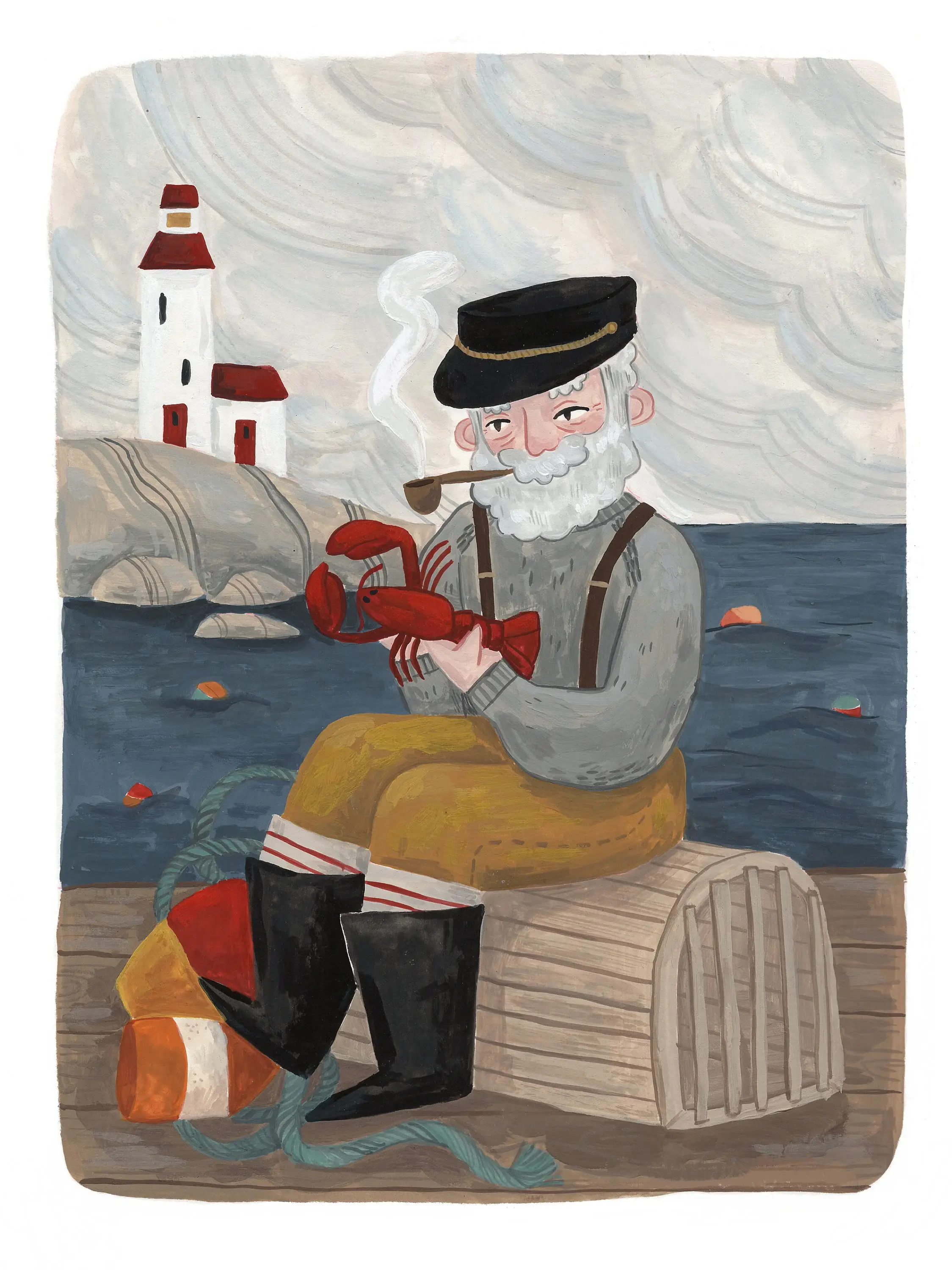 Leah Bees Creations - Vente Affiche d'art - Pêcheur de homard — Art Print1