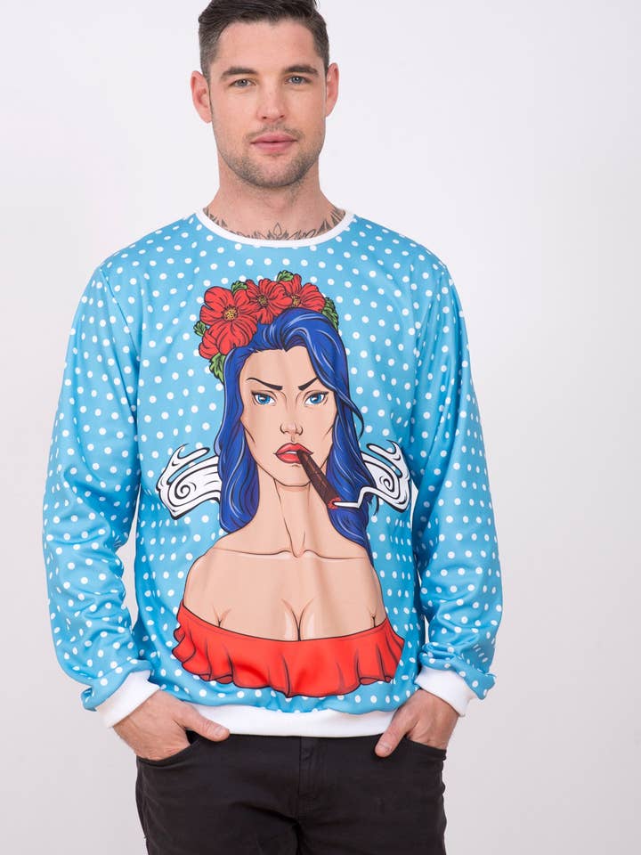 Fishikii Unisex Pin Up Sweatshirt Pink | SUD.71 for wholesale by Fishikii