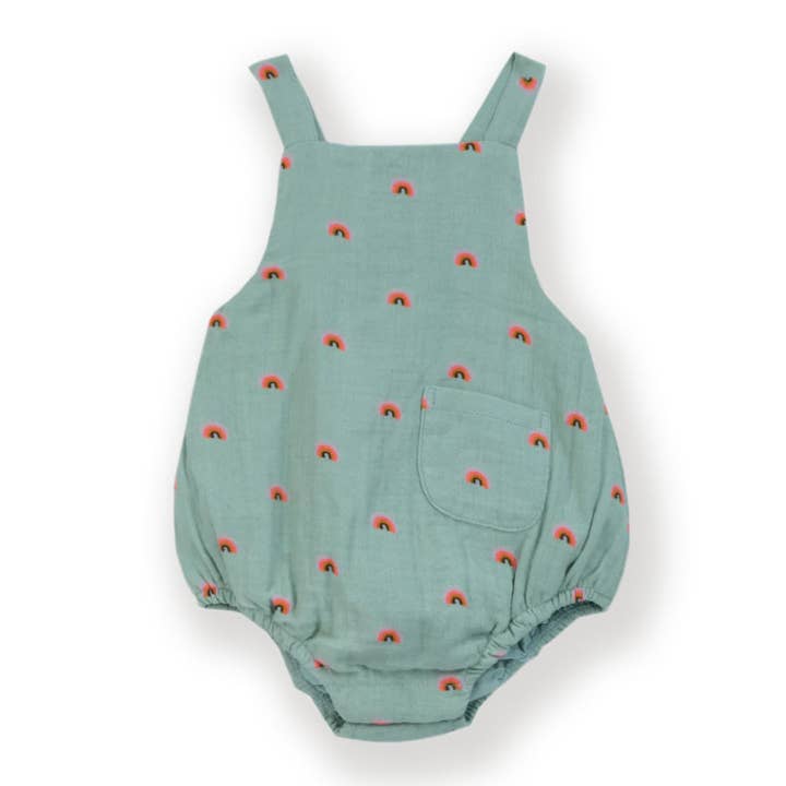 Sage Skies Rainbow Print Baby Romper with Pocket Detail – 0–3M & 9–12M for wholesale by Maison Sunny