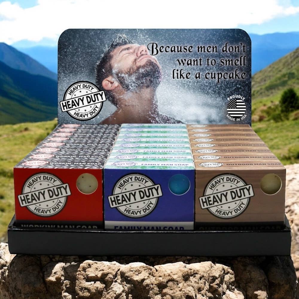 Seriously Shea - Wholesale Bar Soap - Men's - NEW! Men's Heavy Duty Soap Display |  Made in USA4