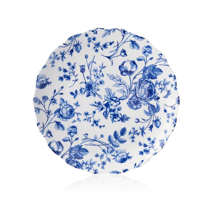 Godinger – wholesale Tallrikar – Blå vintage blommig tallrik med vågig kant - 1 styck