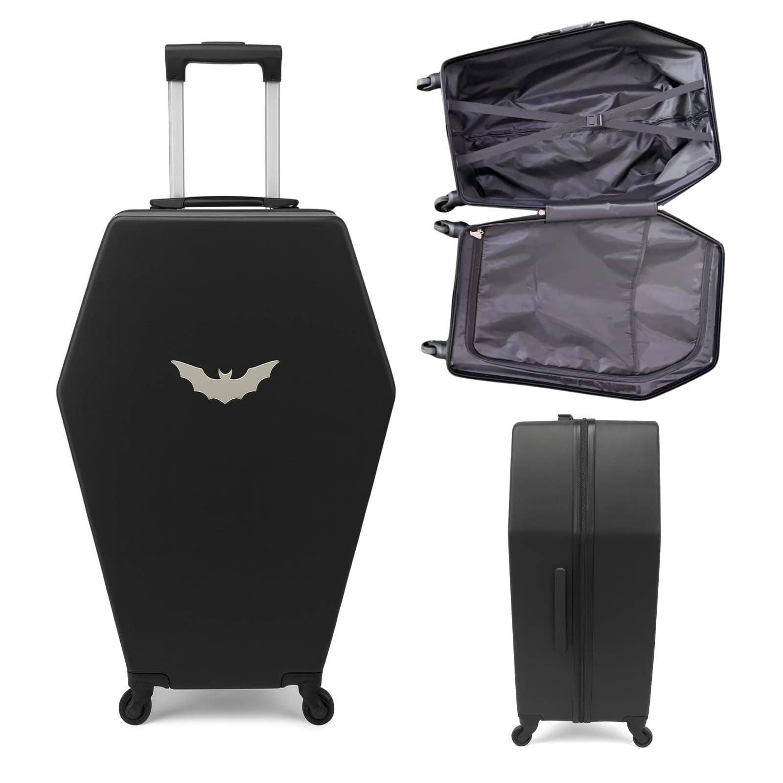 The Wine Savant /  Khen Glassware - Wholesale Luggage - Coffin Suitcase 26.5 Inch Gothic Luggage Black Hard Shell5