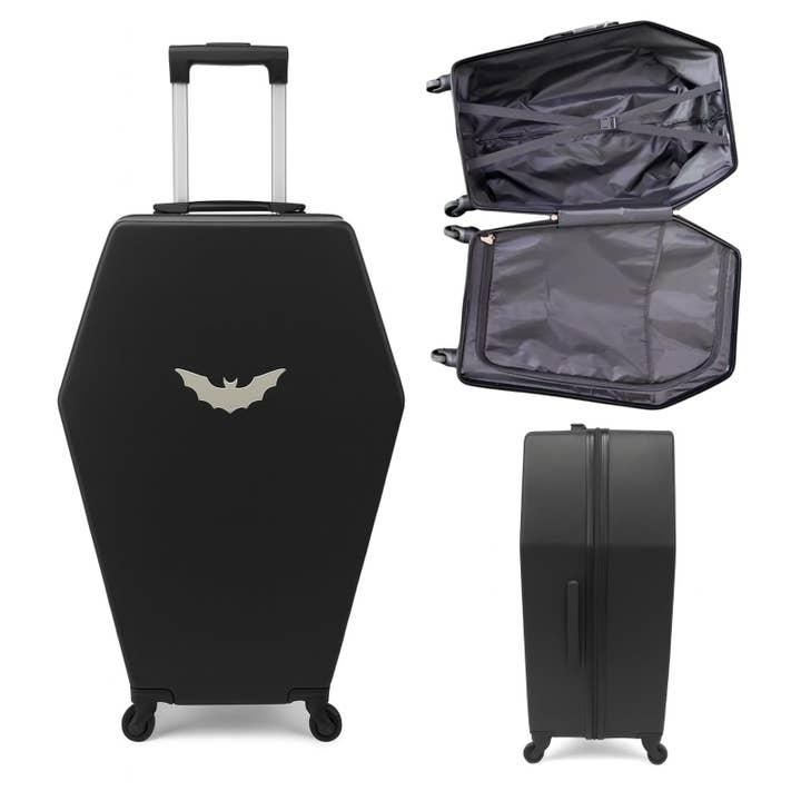 The Wine Savant / Khen Glassware - Wholesale Luggage - Coffin Suitcase 26.5 Inch Gothic Luggage Black Hard Shell5