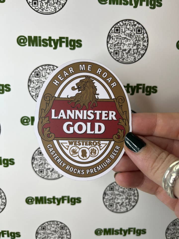 Autocollant en vinyle — Label Lannister Gold — Bouteille d'eau pour ordinateur portable, agenda Bujo, cadeau, imperméable, mat ou holo pour la vente par Misty Figs