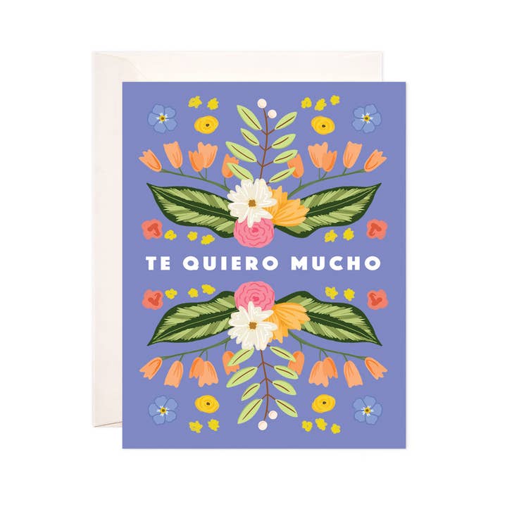 Bloomwolf Studio - Wholesale Valentine's Day Card - Floral Te Quiero Greeting Card- Spanish Valentine's Day Card