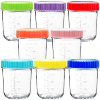 Youngever 8 Pack 4OZ Glass Baby Food Storage, Stackable Glass Containers -  Clear