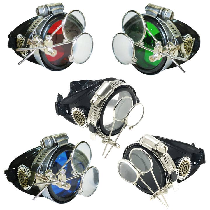 UMBRELLALABORATORY - Vente Lunettes de soleil – unisexe - Lunettes Airship Captain Pirate Eyepatch Monocle Rave avec loupes grossissantes