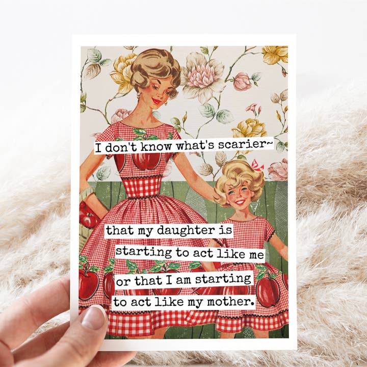 Card. I Don't Know What's Scarier... Mom. Mum. Mother. Funny for wholesale by Raven's Rest Studio