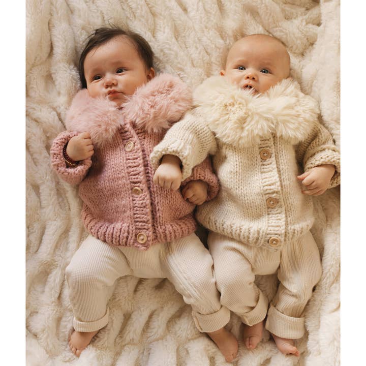 Huggalugs - Wholesale Cardigan - Baby - Fur Collar Natural Cardigan Sweater Baby & Toddler5