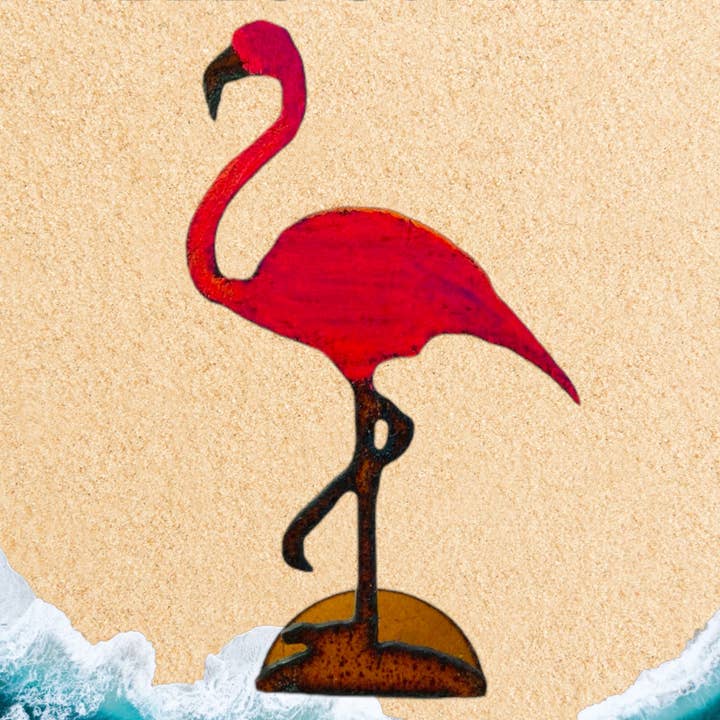 Jardin de recyclage de plage nautique flamant rose debout USA eco pour la vente par Whimsies