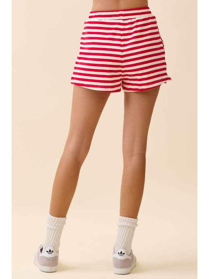 TCEC - Wholesale Shorts - Women's - CP10275-Striped Elasticized Waistband Relaxed Fit Shorts7