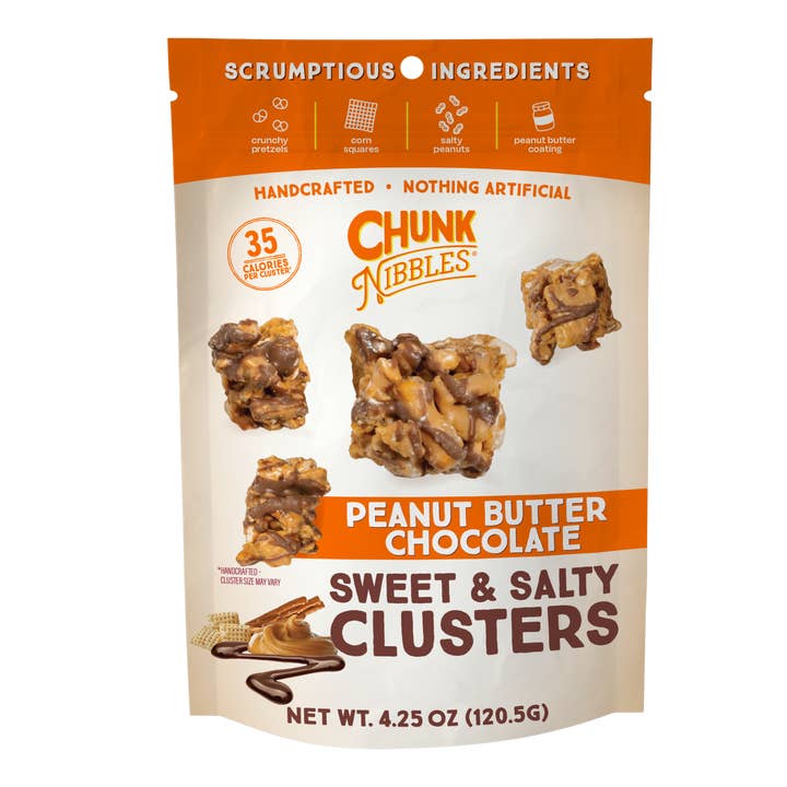 Bouchées au beurre de cacahuète et morceaux de chocolat 120g sachet pour la vente par Chunk Nibbles