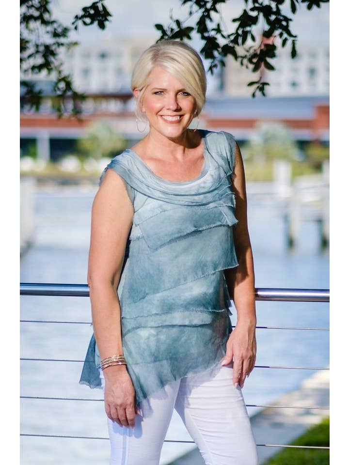 TINA Stephens Italy/Tees By Tina - Wholesale Blouse - Women's - Arianna Silk Ruffle Top (BT205)5