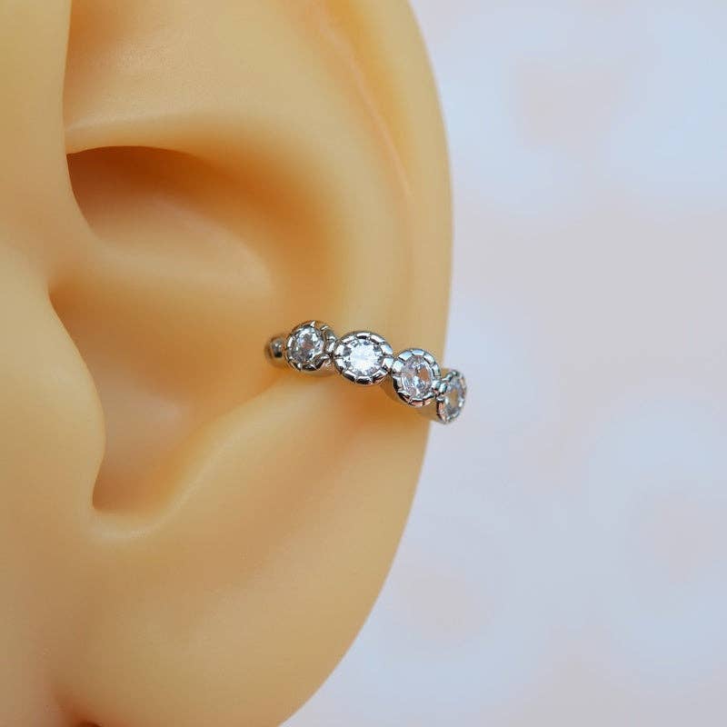 StockJWL – wholesale Cuff/wrap earrings – Compression Stone Cartilage Earrings Ear Cuff with Zircon Stone  Gold Silver6