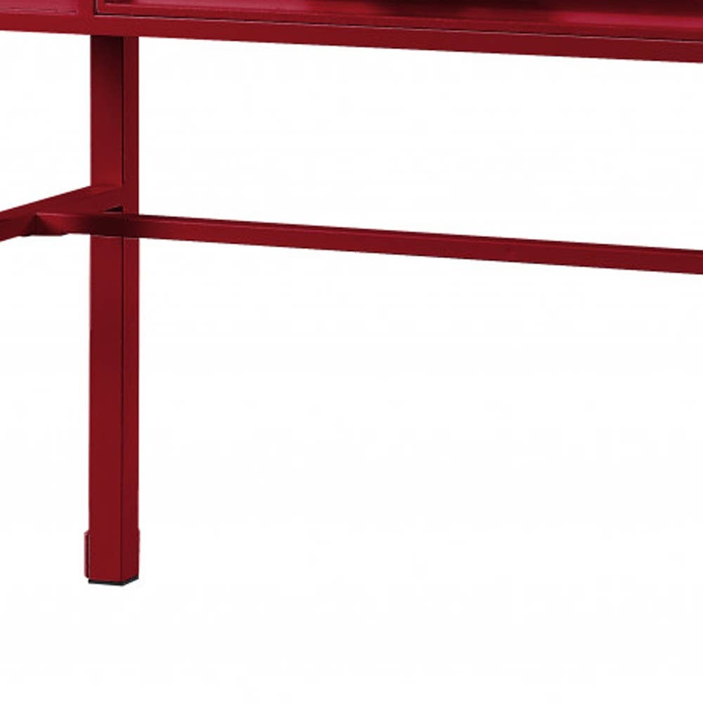 HomeRoots - Wholesale Console Table - 47" Red Iron And Wood Vanity Table5