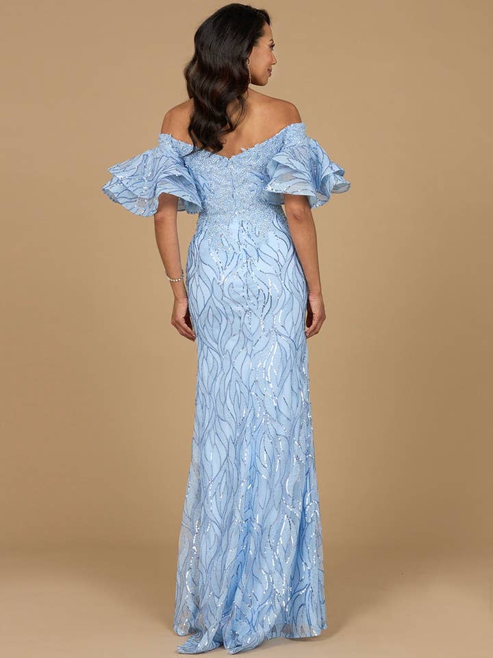 Lara New York - Wholesale Gown - Women's - Off Shoulder Mermaid Beaded Gown with Tiered Sleeves10