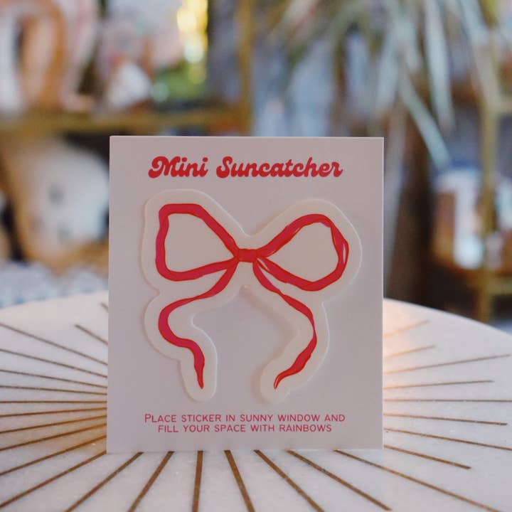 Pink Bow Mini Suncatcher for wholesale by Little Viper Co