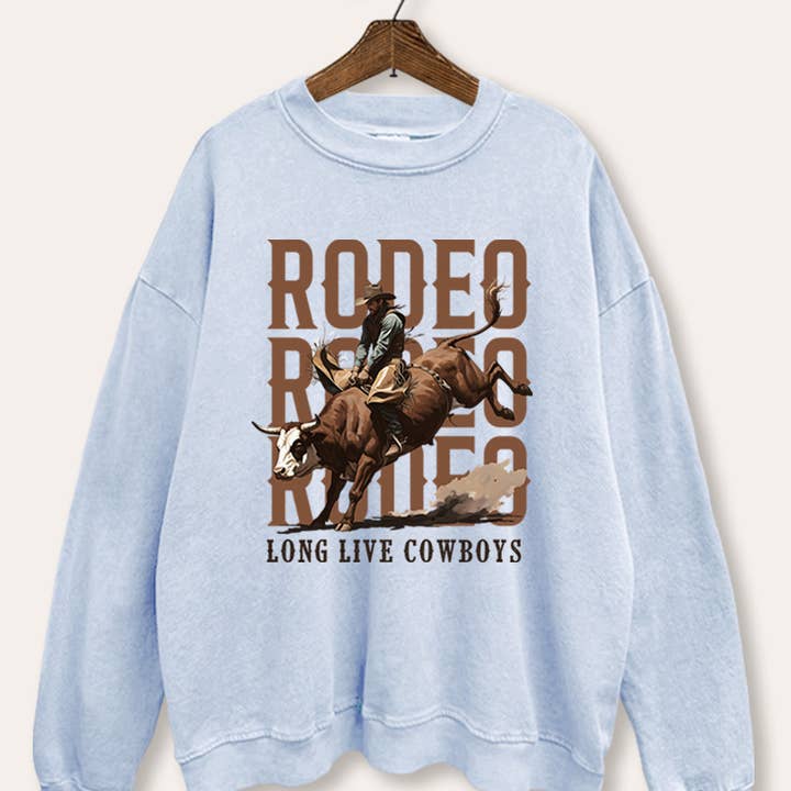 SWEATSHIRT GRAPHIQUE RODEO "LONG LIVE COWBOYS" LAVAGE MINÉRAL pour la vente par VINTAGE POINT USA