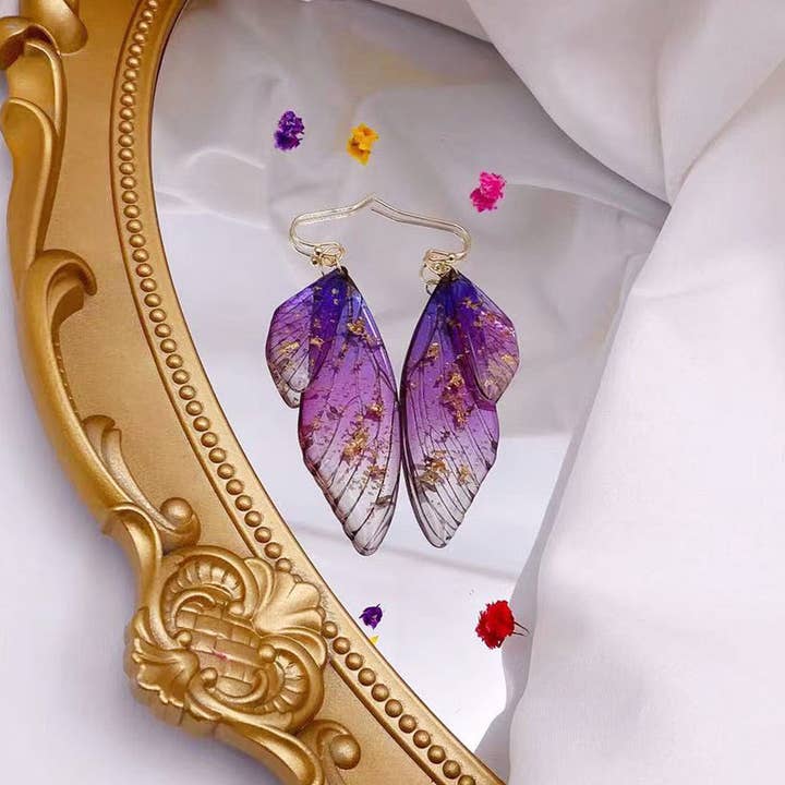 Mio Queena - Wholesale Dangle Earrings - Gradient Cicada Wings Butterfly Wings Earrings
