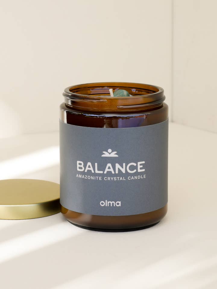 Balance Intention Candle - Amazonite Crystal - Amber for wholesale by JaxKelly Candles