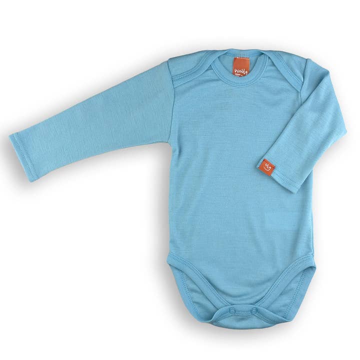 Wooly Thermal Baby Bodysuit 100% Soft Merino Wool Blue for wholesale by Wooly by Somerino