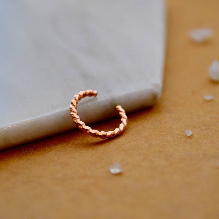 Foamy Wader - Wholesale Nose Ring - Tightrope Nose Cuff - handmade twisted wire septum cuff fake nose ring1