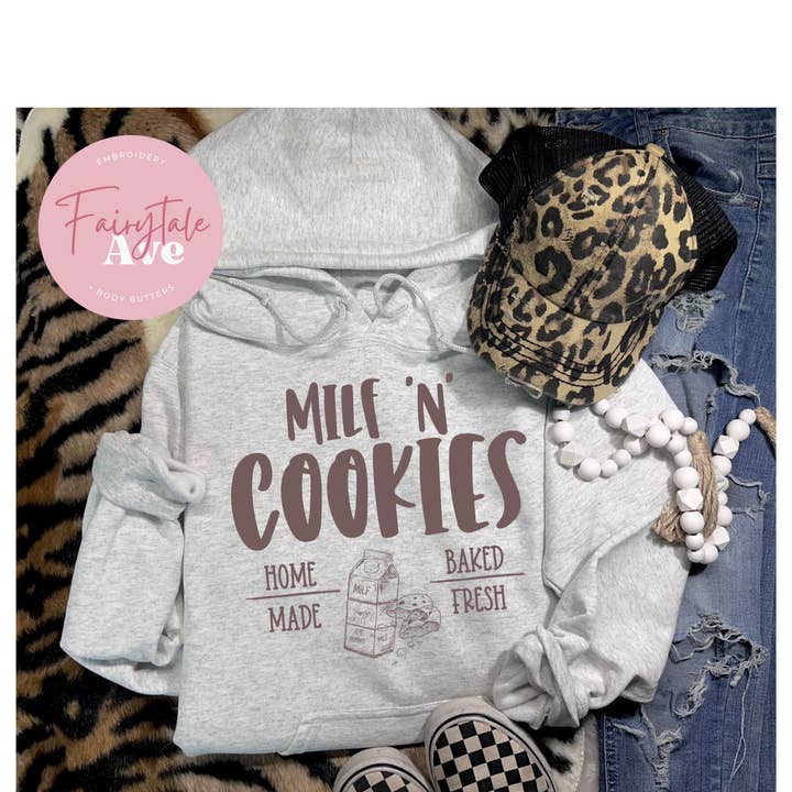 Fairytale Stitchcraft - Wholesale Hoodie - Women's - Gildan Milf N Cookies Hoodie || Mama Shirt || Mothers Crew