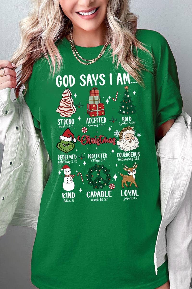 COLORBEAR – T-shirt gráfica - Unissexo por atacado – God Diays I Am Christmas Graphic Heavyweight Team13