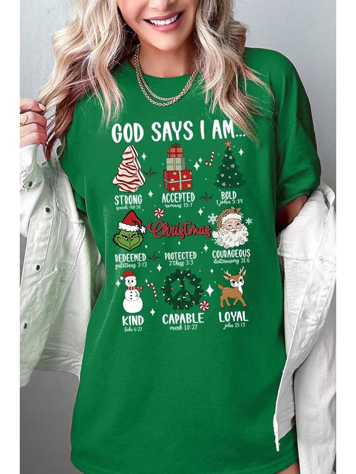 COLORBEAR - Wholesale T-Shirt (Graphic) - Unisex - God Says I Am Christmas Graphic Heavyweight Tee13