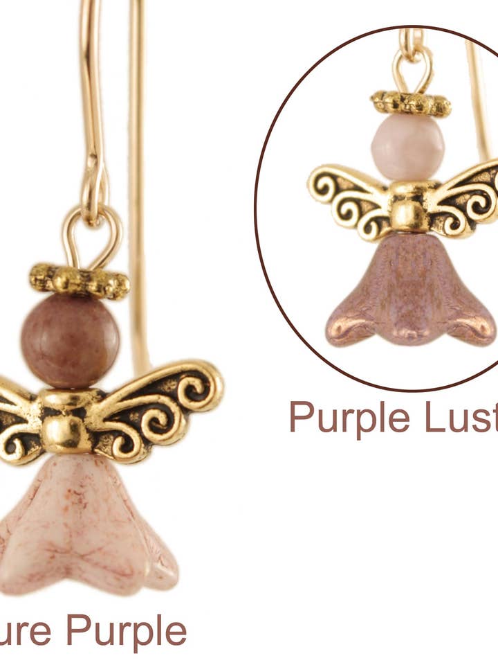 Aretes de ángel Pureza de Púrpura, 14 Kt para venta al por mayor de Ardent Designs