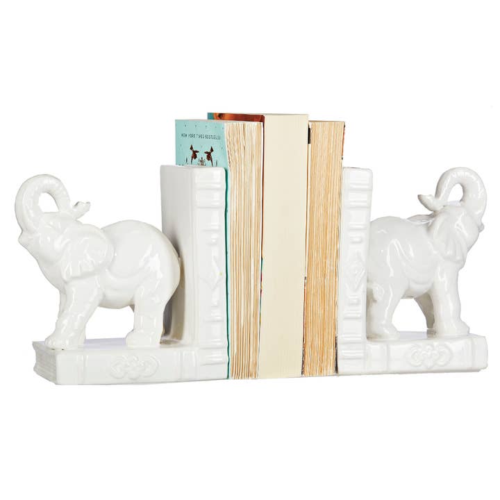 Drew Derose Design - Wholesale Bookend - Bone White Elephant Bookends – Farmhouse Home Décor2