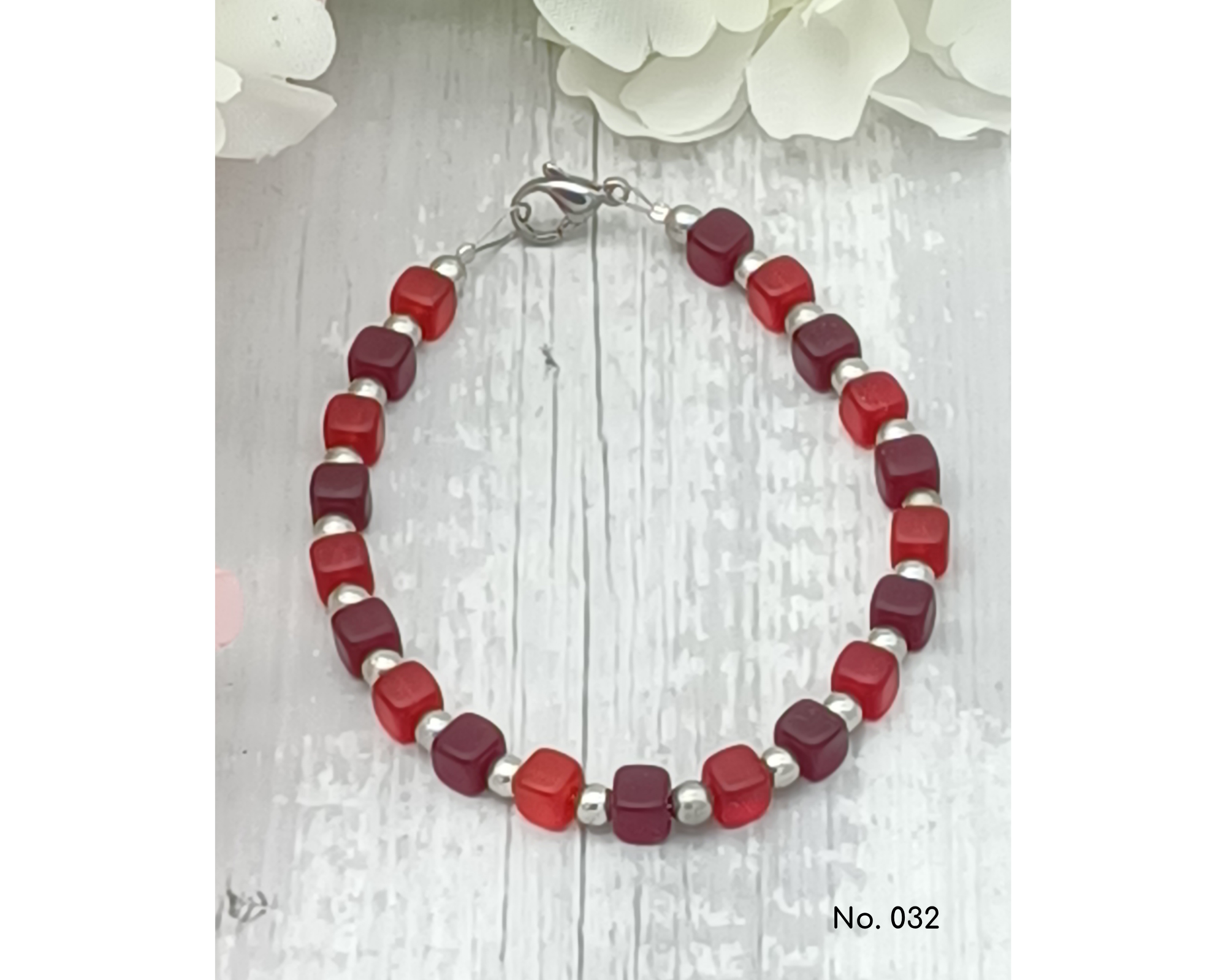 perleperle - Wholesale Beaded Bracelet - Bracelet glass beads, cube shape, Lillie12