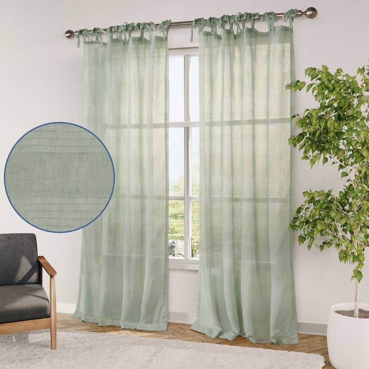 Awesome Home - Wholesale Curtain - Awesome Home Grayson Stripe Sheer Tie Top Curtains Pair16