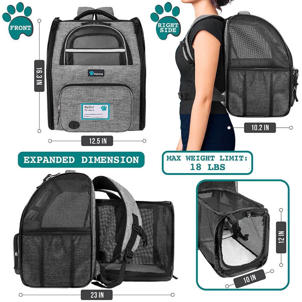 PetAmi - Vente Caisse de transport – chat et chien - Sac à dos de transport pour animaux de compagnie extensible à 3 voies24