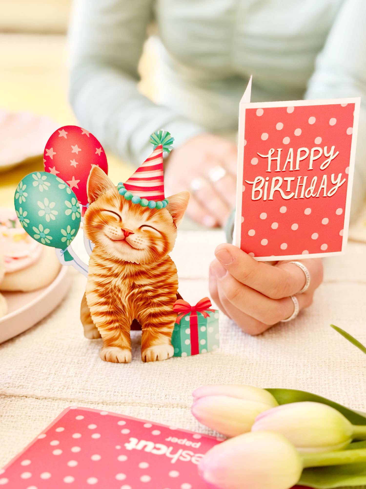 FreshCut Paper LLC - Wholesale Everyday Greeting Card - Mini Birthday Kitten (10 Mini Pop-up Greeting Cards)3
