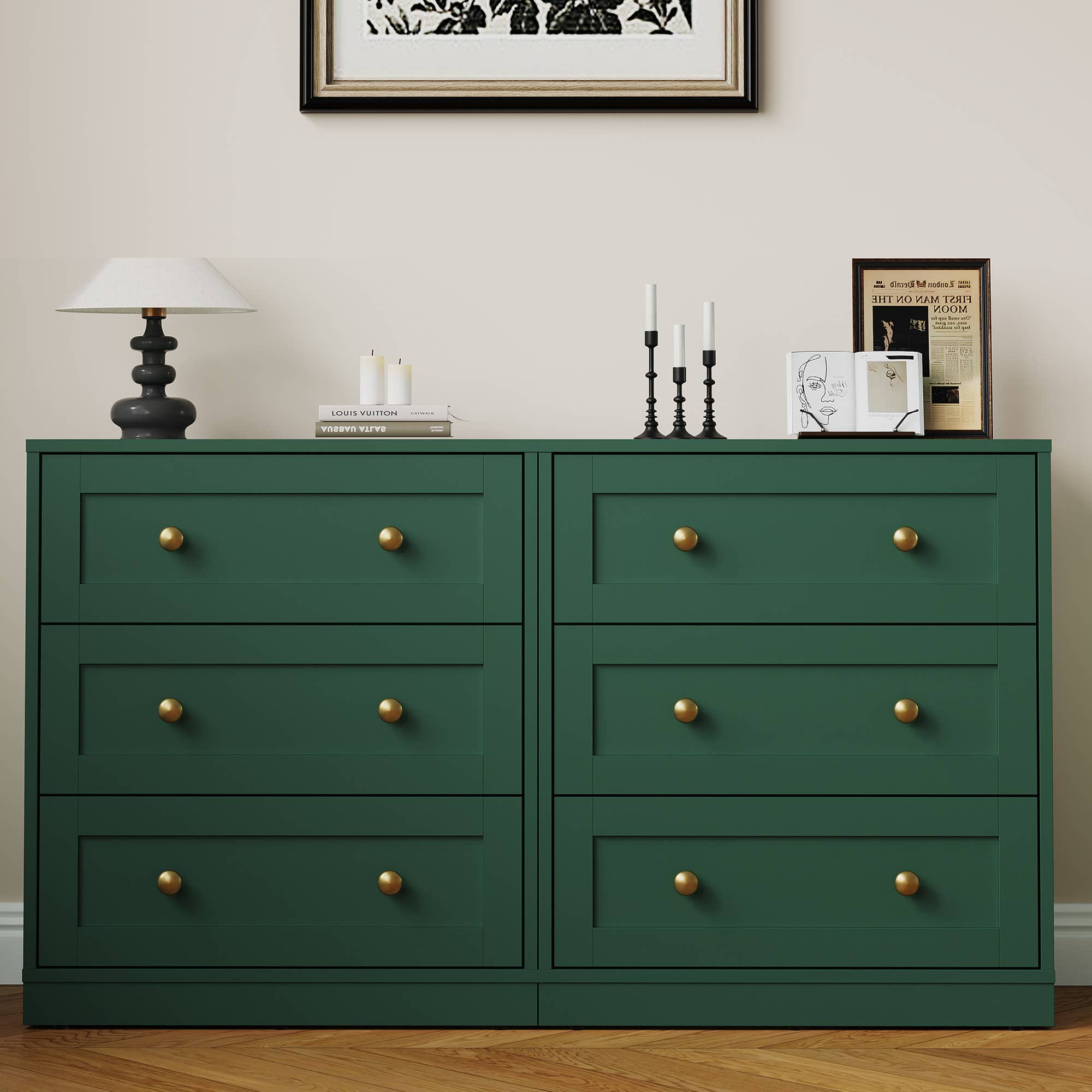 Heynemo - Vente Armoire - Table de chevet à 3 tiroirs, grande table de chevet avec rond doré28