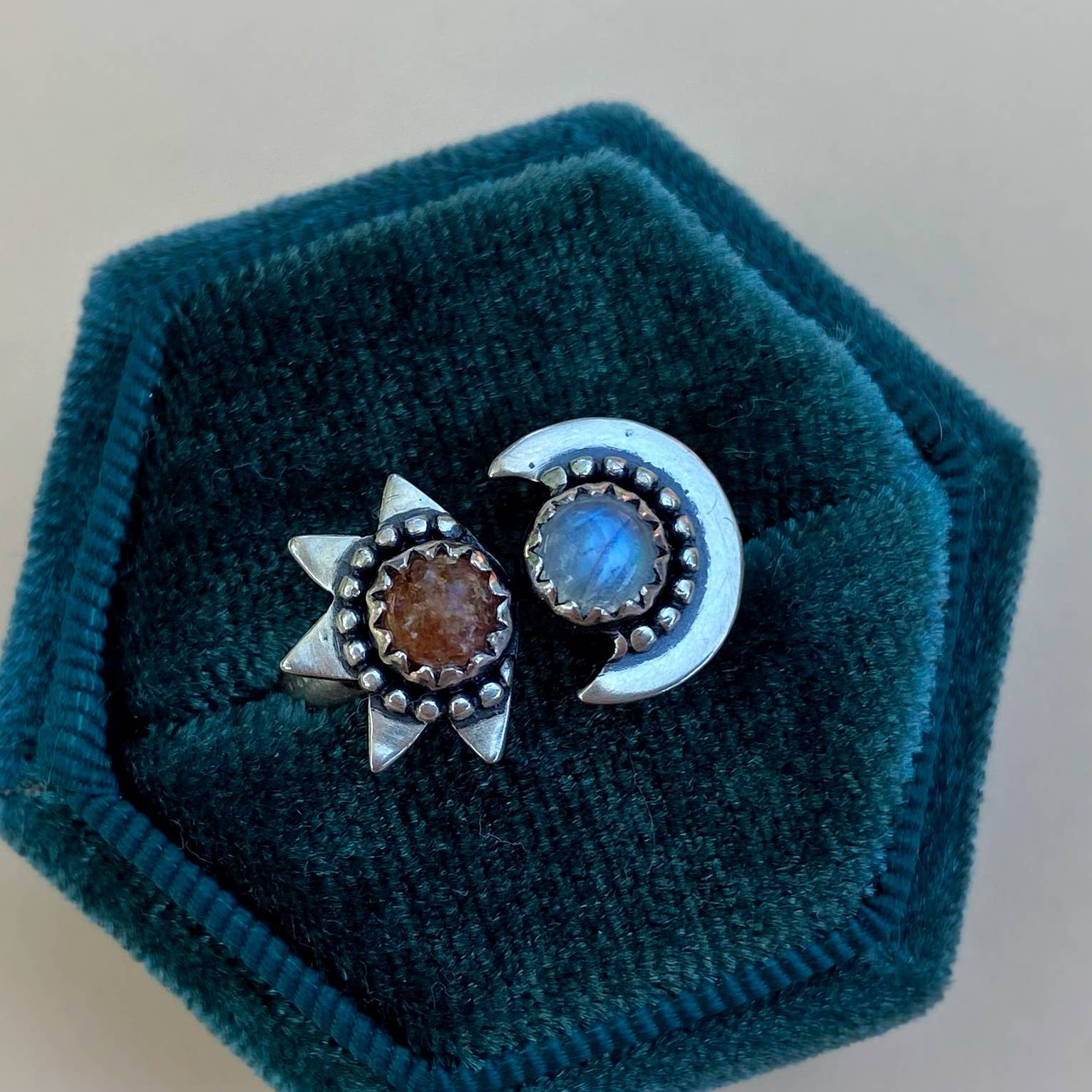 Blue and Blue - Wholesale Cocktail/Statement Ring - Sun & Moon Ring2