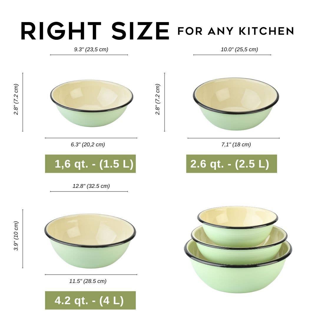 STP - Wholesale Bowl - Vintage Style Mint Enamelware Serving Bowl2