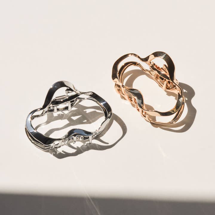 nar'sha - Wholesale Hair Clip - Women's - Wave Hair Claw Clip | Gold