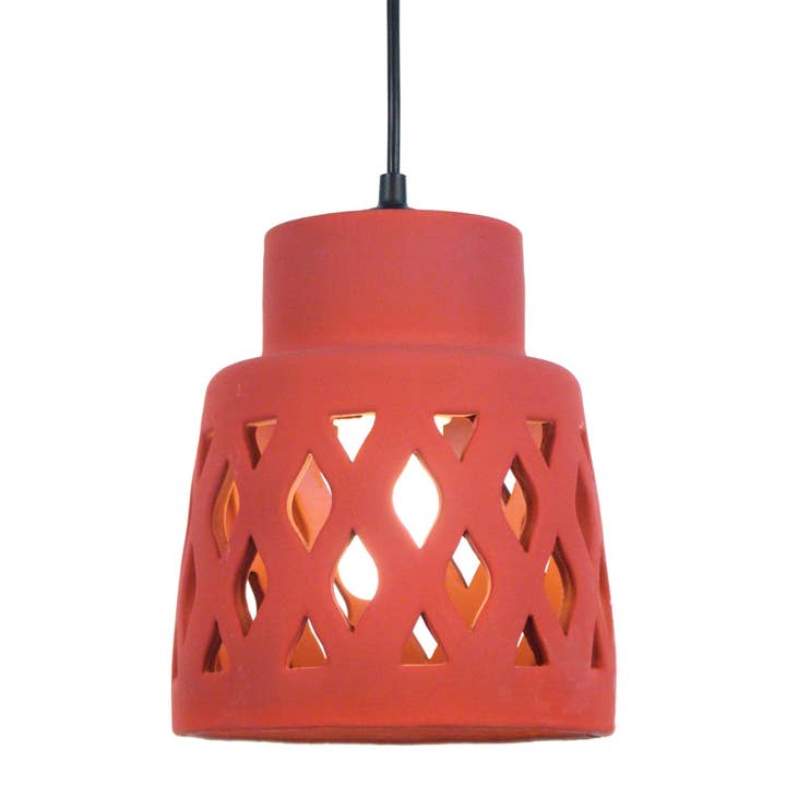 ALGARVE rød keramiklampe med klokkeformet skærm for engroshandel hos Tosel Shop